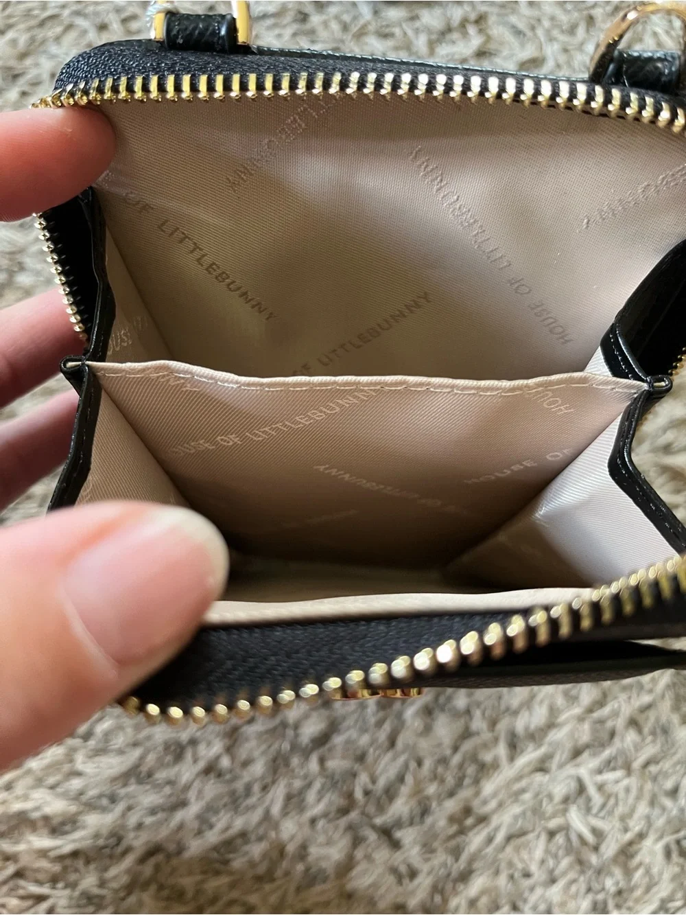 HOUSE OF LITTLEBUNNY Black Crossbody Wallet with Gold Hardware - NWT